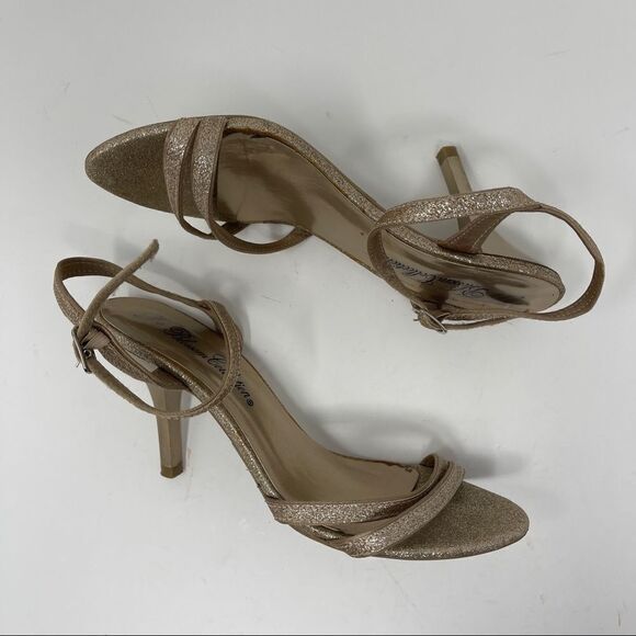 De Blossom Collection Sandals Jeany-1 Champagne Gold Glitter Strappy Women's 6.5 - Picture 5 of 9